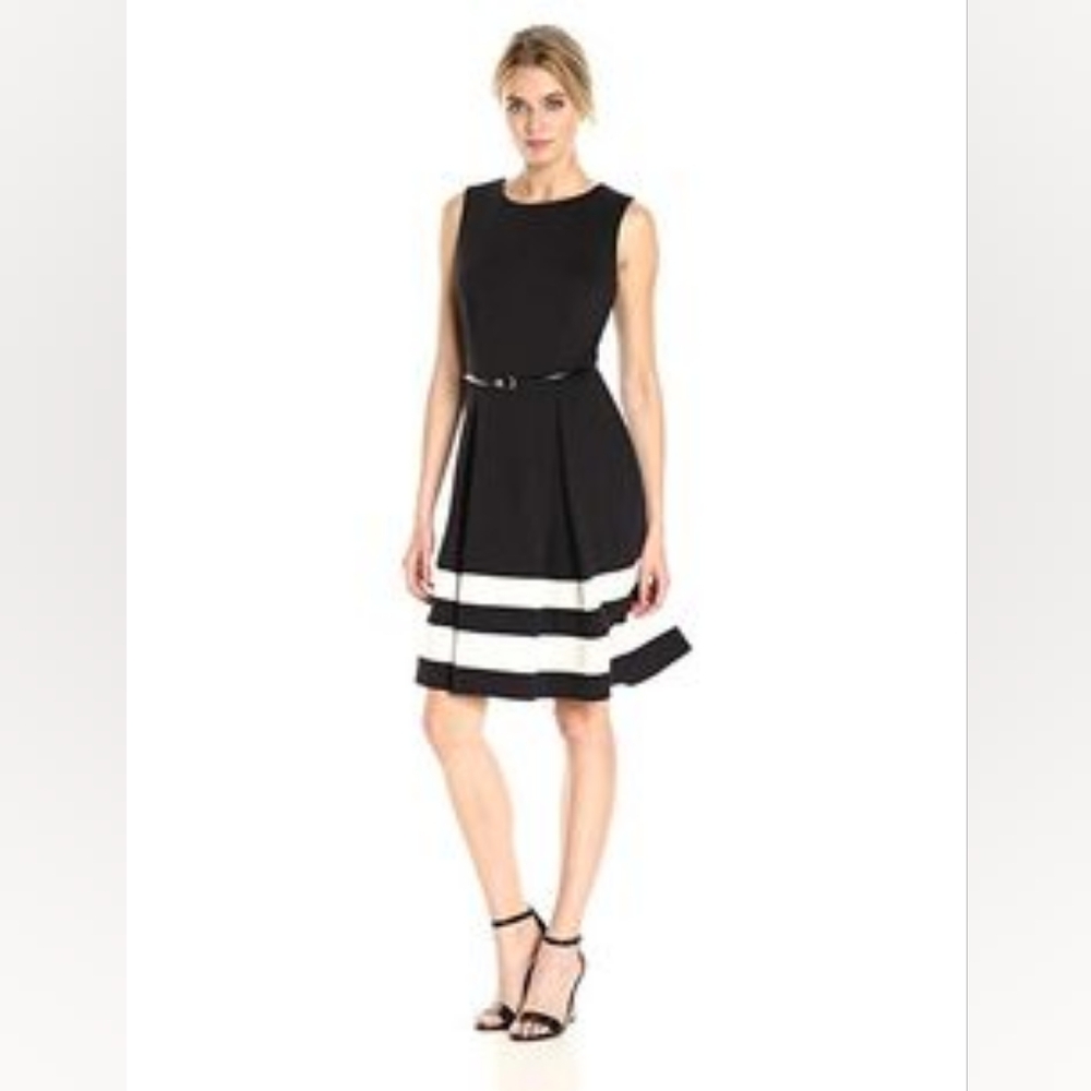 Calvin Klein A-line Belted Dress, NWOT